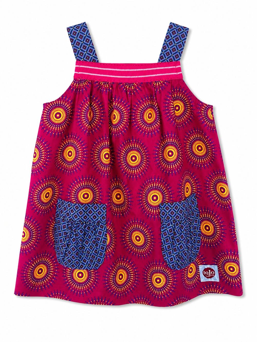 SoJo Girls Pink Cotton Sundress African Print Pockets 6-12M